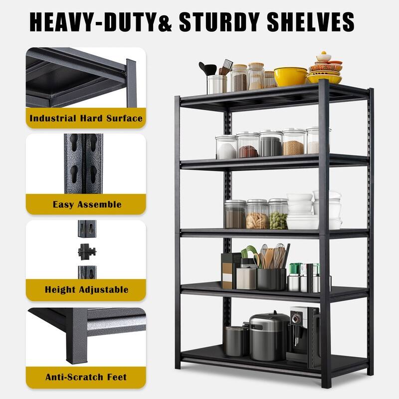 78" H 5-Tier Adjustable Garage Shelves Heavy Duty Storage Unit