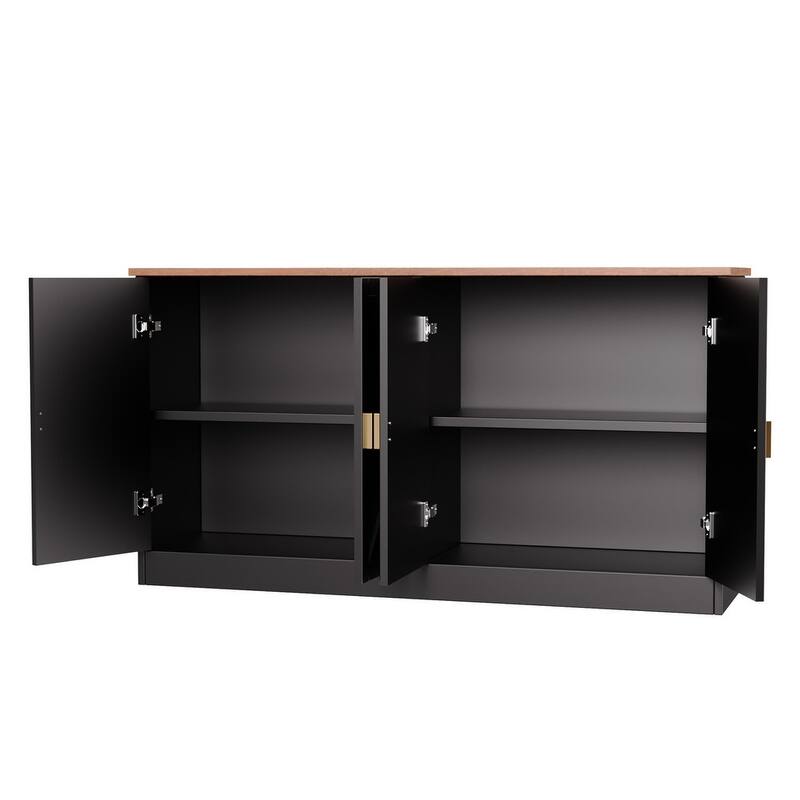 4 Doors Modern Storage Cabinet with Line Design