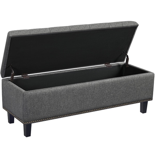 slide 2 of 8, Yaheetech Ottoman with Storage 50-inch Entryway Bench, Dark Gray - 49"x17.3"x17.7" Dark Grey