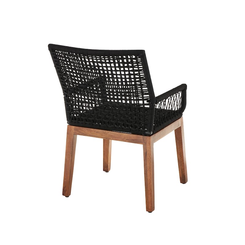 Jute Rope Handmade Woven Accent Chair with Brown Wooden Legs - Black - Roche River Decor