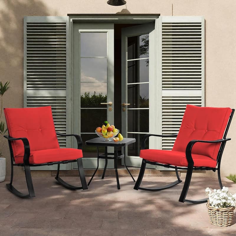 3-piece Rocking Chair Patio Bistro Set with Side Table