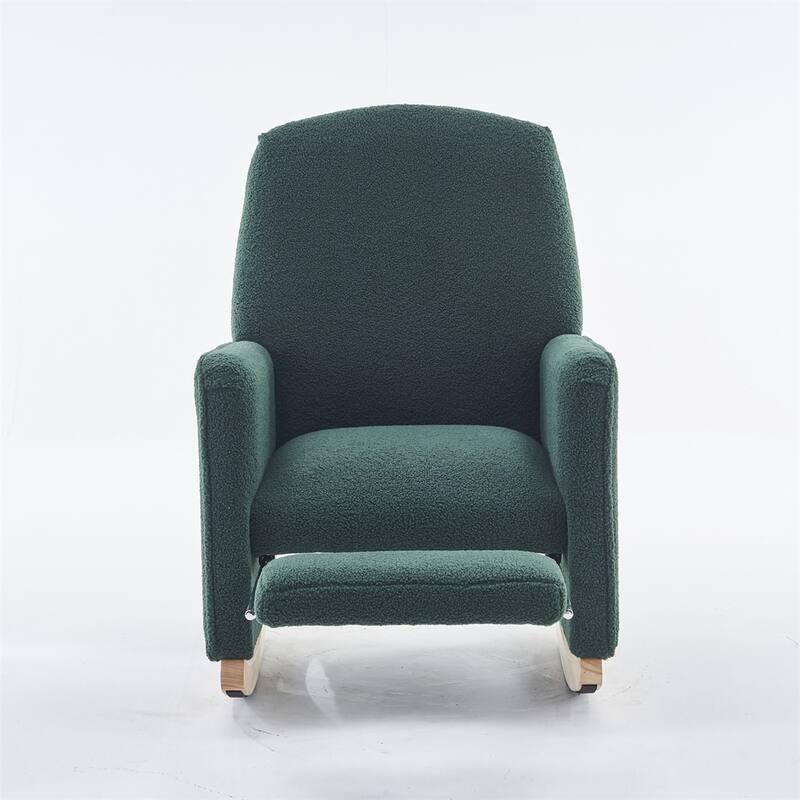 Teddy Fabric Rocking Chair With Adjustable Footrest - Green