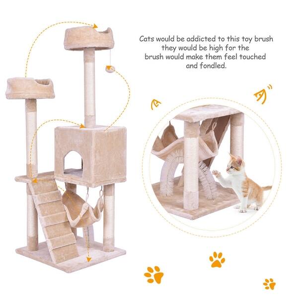 Shop Gymax Pet Cat Tree Play House Tower Condo Bed Scratch Post