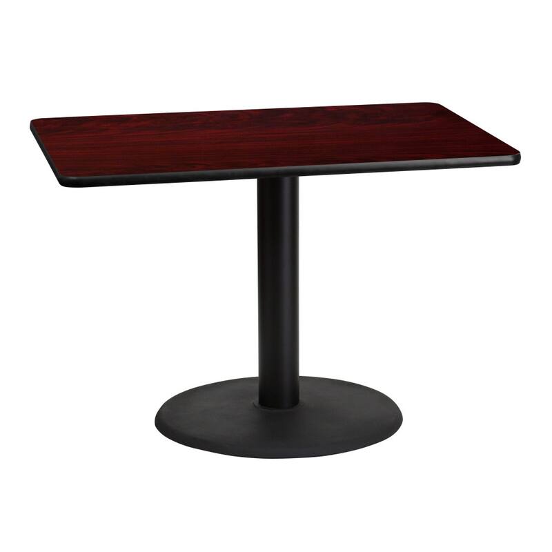 30'' x 42'' Rectangular Laminate Table Top with 24'' Round Table Height Base - 30"W x 42"D x 31.125"H - 30"W x 42"D x 31.125"H