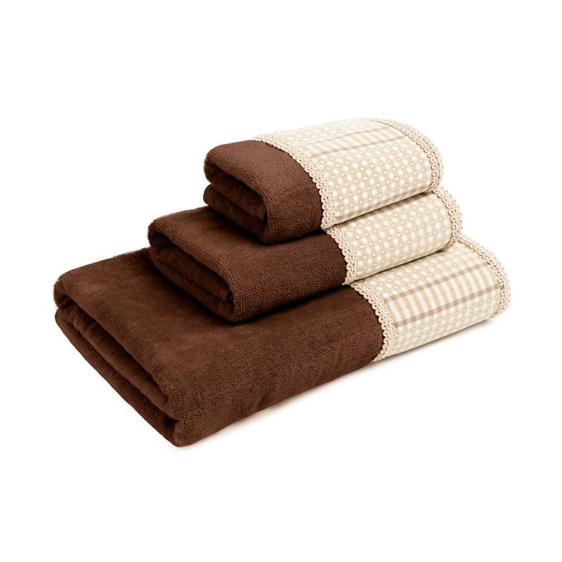 Austin Horn Classics Exposure Brown 3-piece Decorative Towel Set, Jacquard Band, double row gimp braid, Bath, Hand, Tip Towel