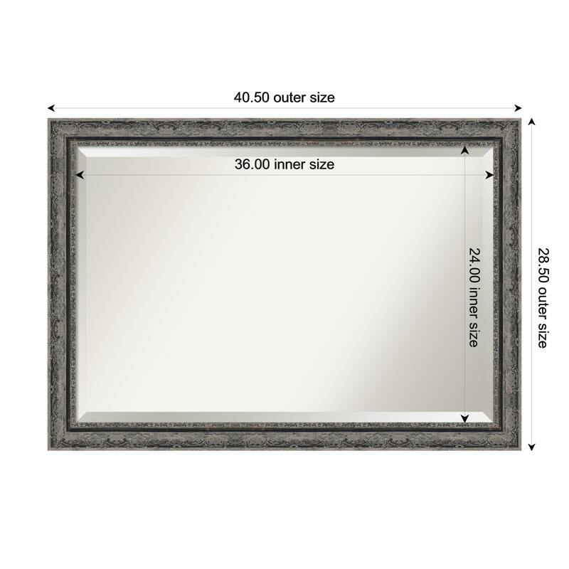 Filigree Beveled Framed Wall Mirror - 41 x 29 in - Filigree Matte Black