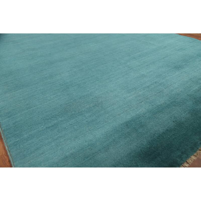 Turquoise Blue Modern Gabbeh Oriental Area Rug Handmade Wool Carpet - 5'1" x 6'6"