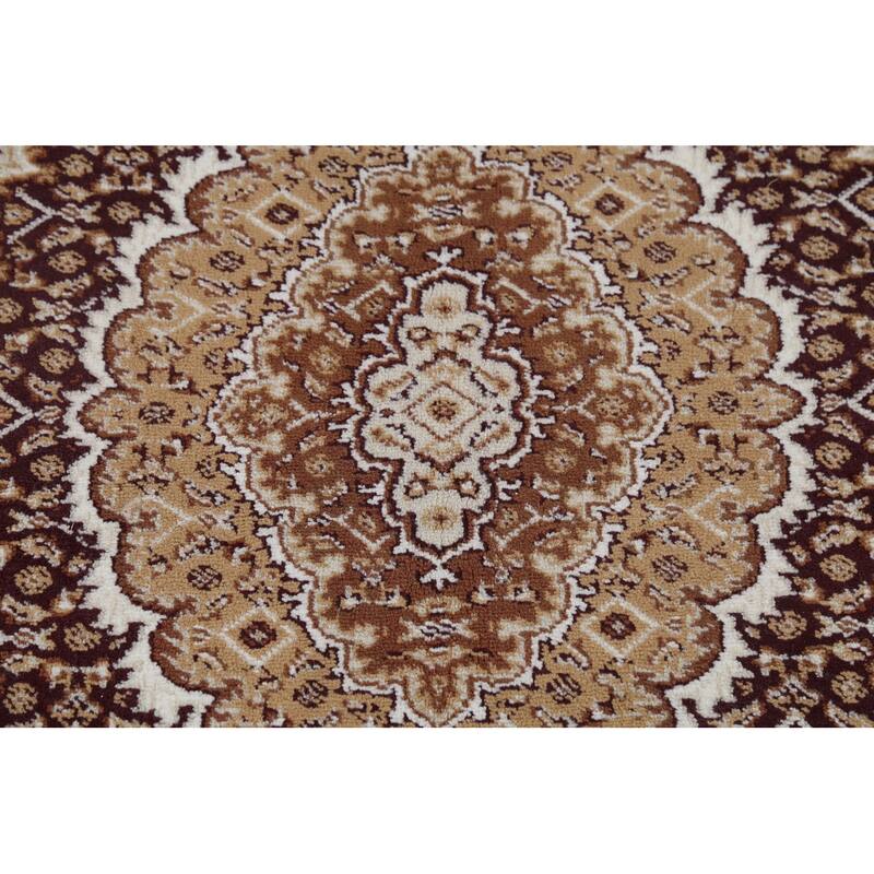 Traditional Tabriz Turkish Area Rug Beige Machine Made Carpet - 6'10" x 9'9"
