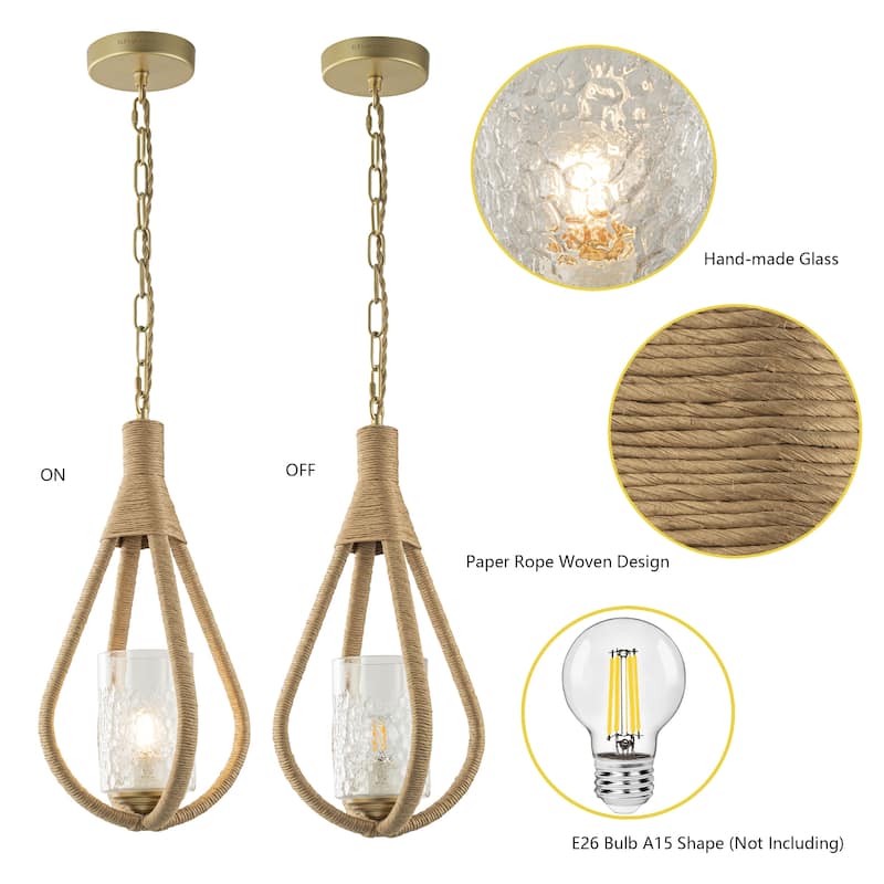 Dawana 1-Light Farmhouse Kitchen Pendant Light with Glass Shade - 9 In.Wide