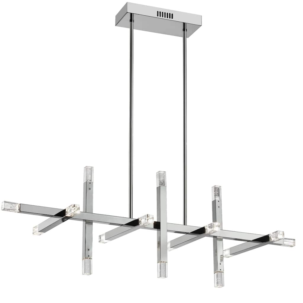 Chrome Chandelier - 64W Horiz Light Fixture with Acrylic Diffuser - 13.75