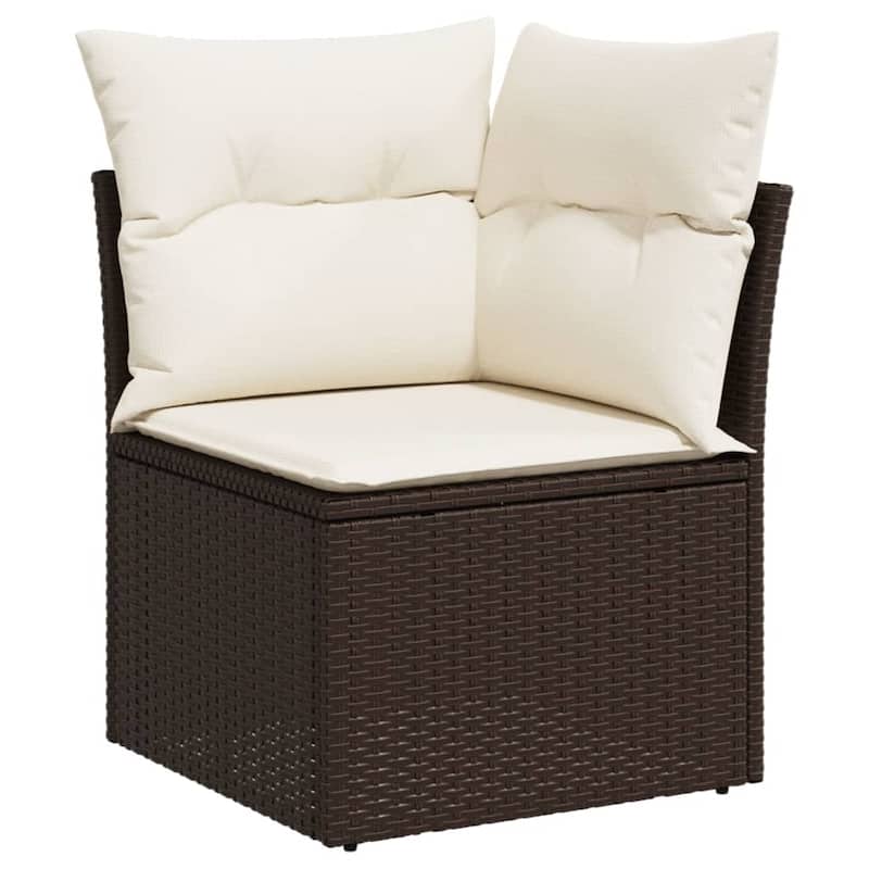 vidaXL Patio Sofa Set with Cushions Outdoor Furniture 5 Piece Poly Rattan - 21.7 x 39.4 x 28.7