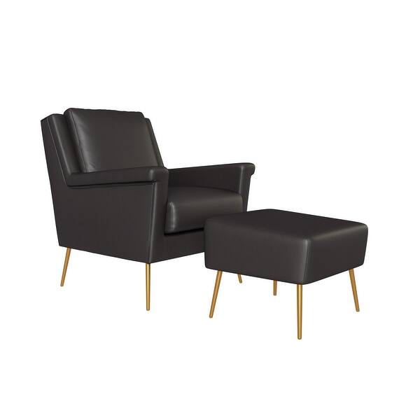 Shop Black Friday Deals On Carson Carrington Gunther Mid Century Modern Pu Leather Chair And Ottoman On Sale Overstock 31267920 Taupe Grey