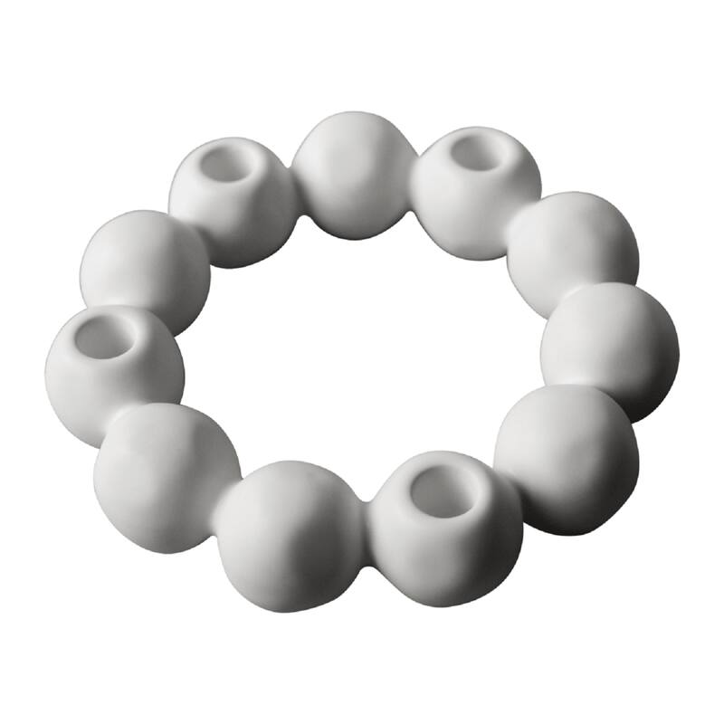 Beaded Round 4-Candle Ceramic Holder - 10.5" - White