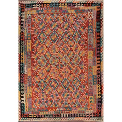 Kilim Oriental Area Rug Flatweave Wool Carpet - 8'2" x 11'4"