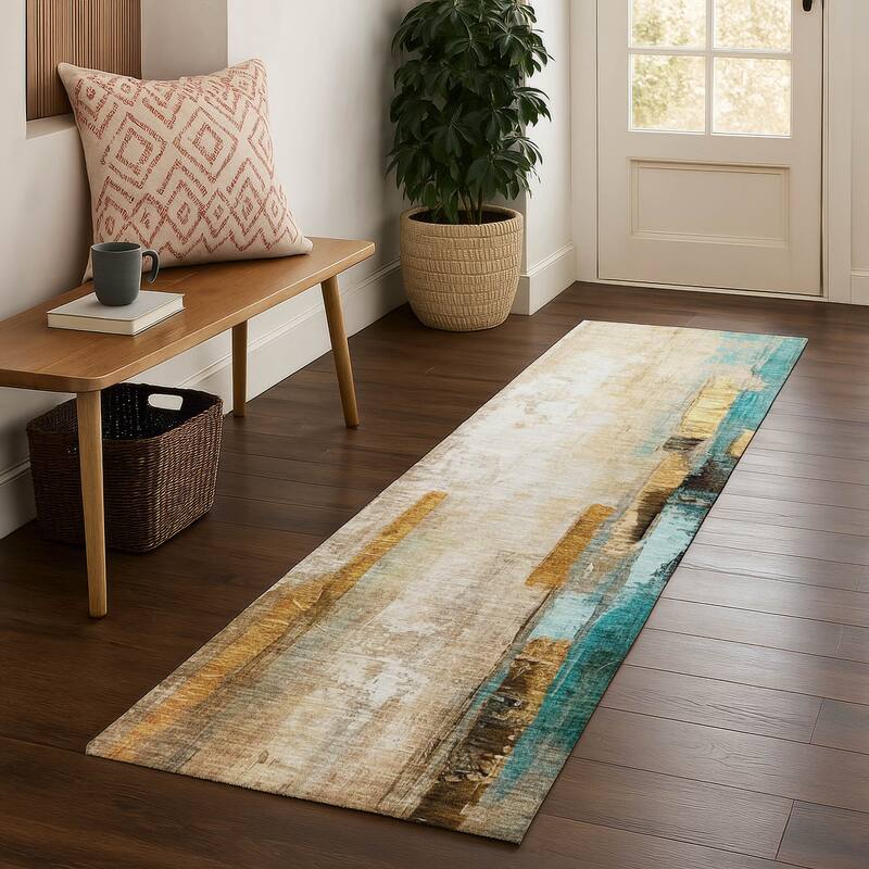 Premium Washable Super Soft Contemporary Mayfield Rug - Beige - 2'3" x 7'6"