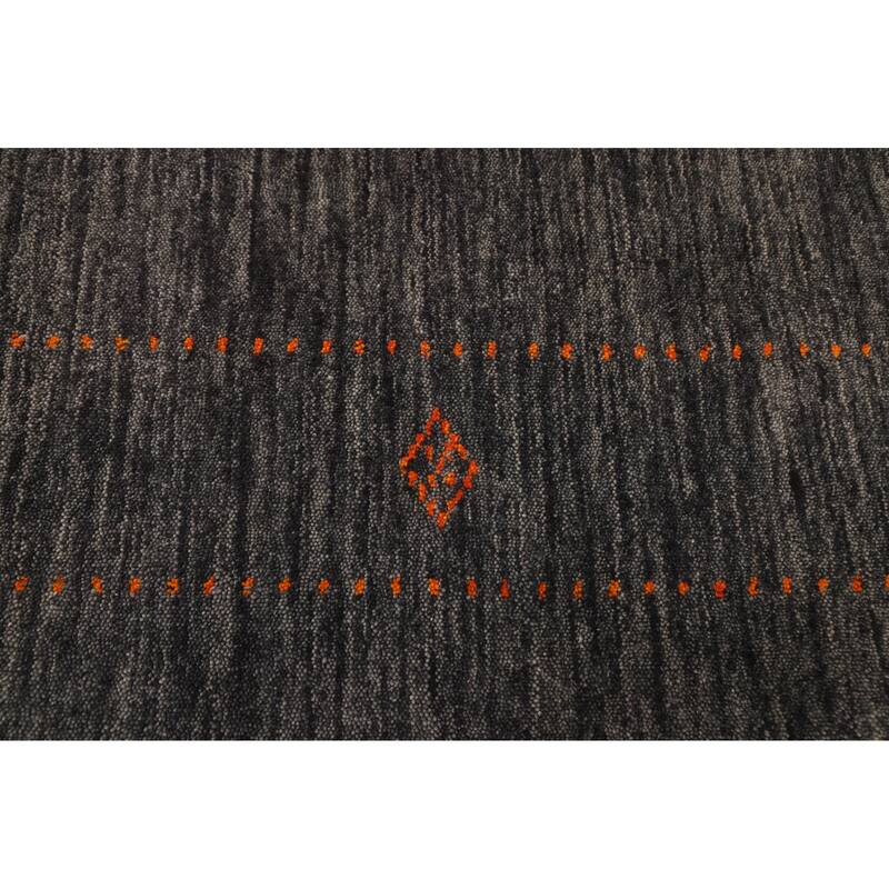 ECARPETGALLERY Hand Loomed Kashkuli Gabbeh Dark Grey Wool Rug - 6'10 x 9'8