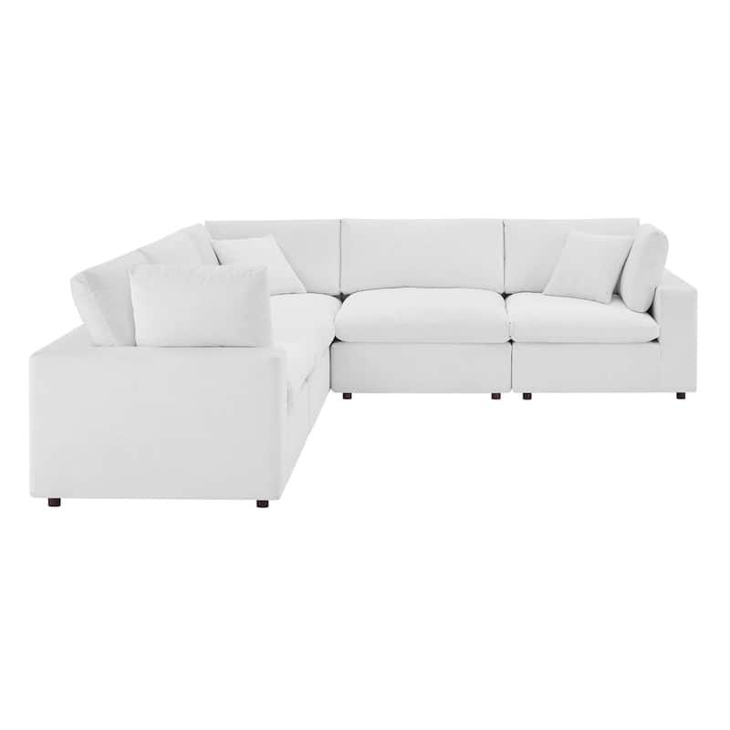 Commix Down Filled Overstuffed Velvet 5-Piece Sectional Sofa