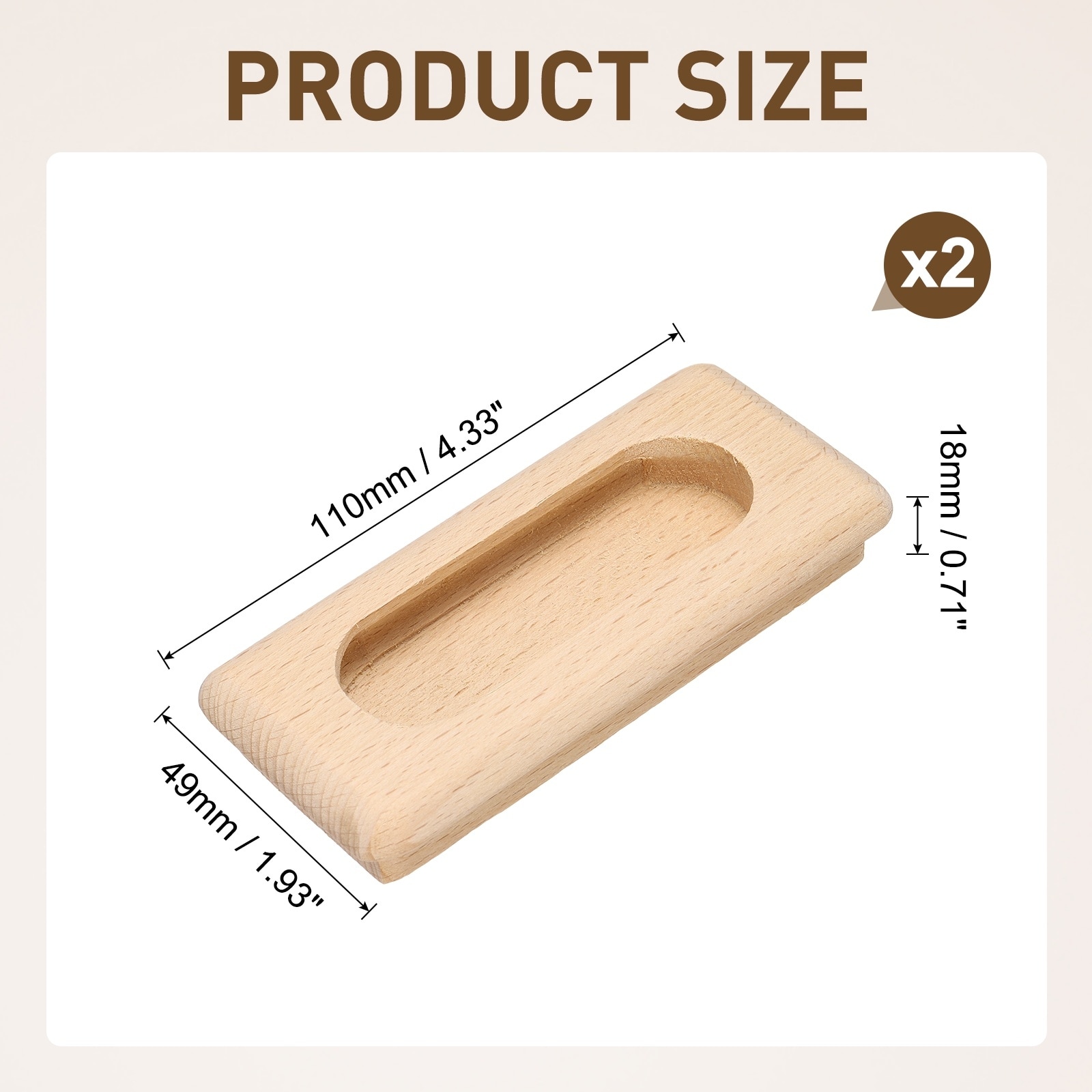 Wood Recessed Concealed Handle Embedded Design Rectangle Sliding Door Pulls Handles for Sliding Barn Bypass Doors Wardrobe