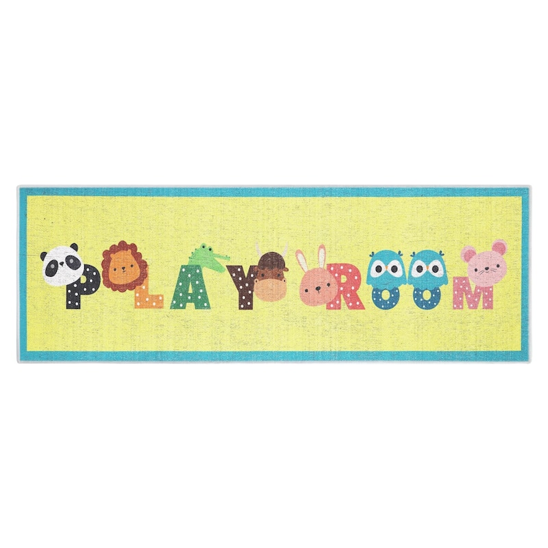 Sussexhome Low Pile Non-Slip Washable Educational Rug