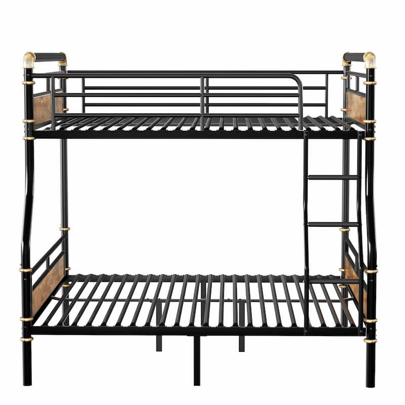 Full XL Over Queen Metal Bunk Bed with Detachable Design, Safety Guard Rails, Ladder with Non-Slip Foam