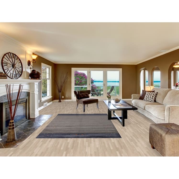 Gray Gabbeh Indian Area Rug Hand-Knotted Modern Wool Carpet - 5'6" x 8'1"