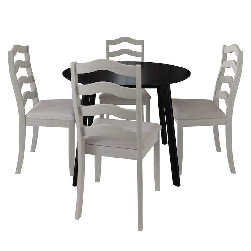 CraftPorch Sophistique 4-Piece Chair and Round Table Wooden Dining Set - White