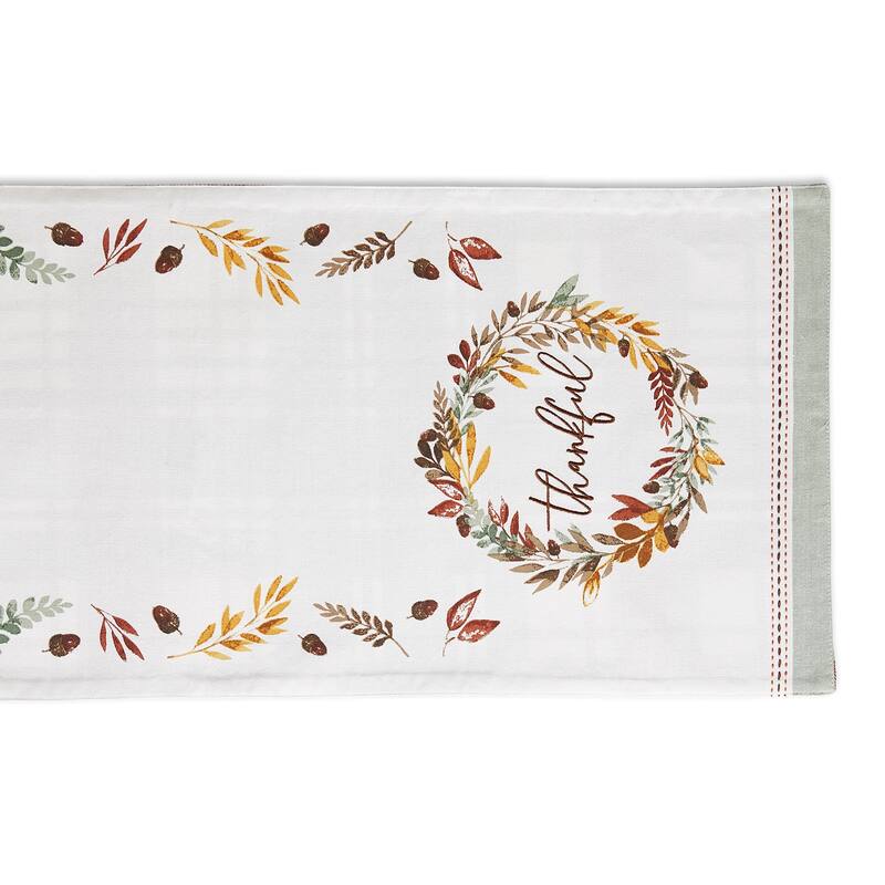 DII Thankful Autumn Wreath Reversible Embellished Table Runner