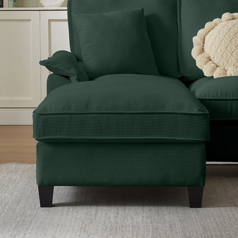 121.2" Modular Corduroy Sectional Sofa with Storage Console and Chaise Footrests