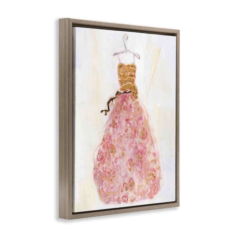 Stupell Classy Posh Pink Ball Gown Framed Floater Canvas Wall Art Design By Sally Swatland