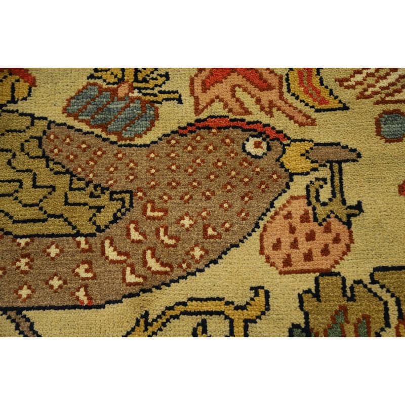 Hand Knotted Oriental 100% Wool Carpet Traditional All-Over Yellow & Gold Ziegler Area Rug - 9' 11'' X 8' 0''