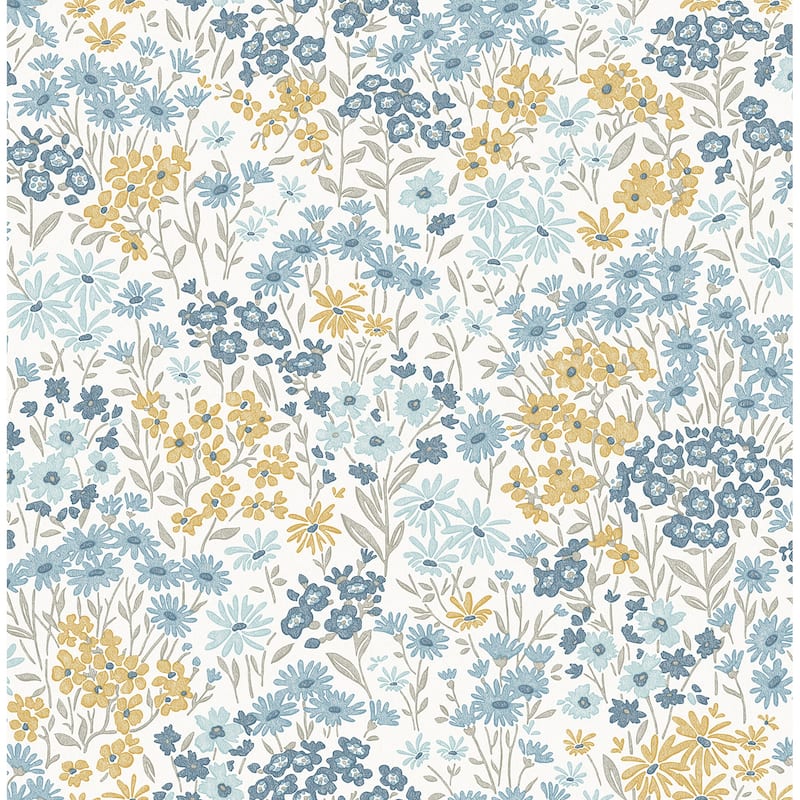 Ditsy Light Blue Daisies Wallpaper