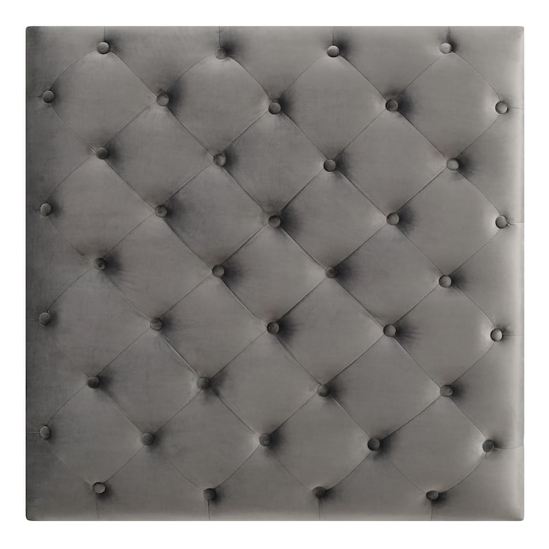 Velvet Upholstered Tufted Ottoman - 35" - Dark Gray