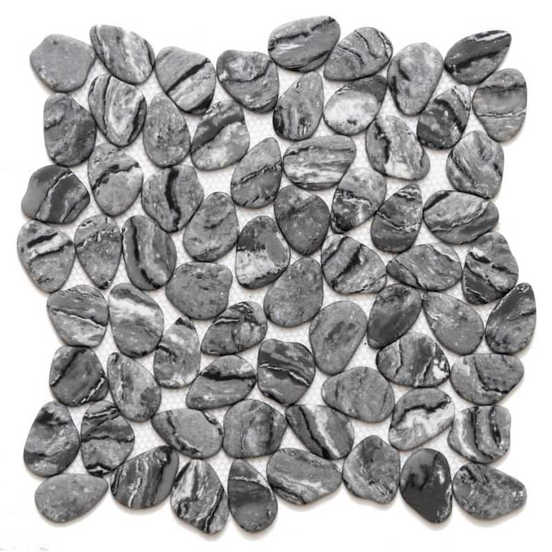 Recycled Cenote Pebble 13x13 Matte Glass Mosaic Tile - Floor, Wall & Backsplash