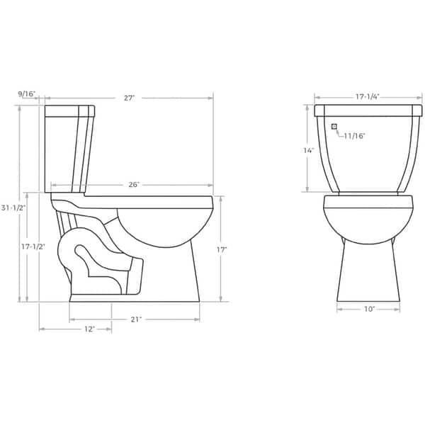 Miseno Bella TwoPiece High Efficiency Toilet with RoundFront Chair