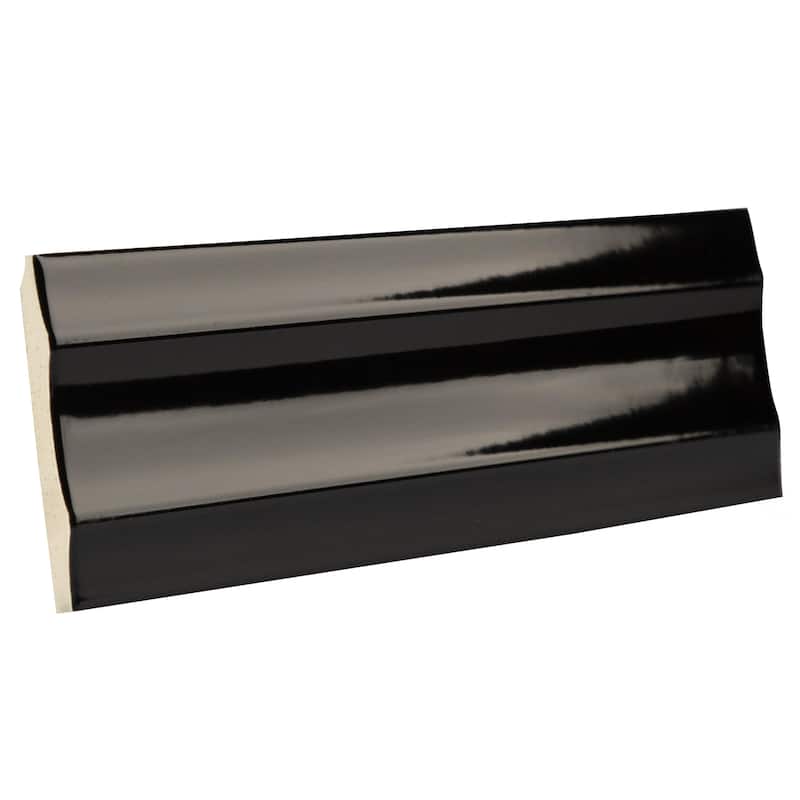 Merola Tile Crown Heights Maori Glossy Black 2-5/8" x 7-7/8" Ceramic Wall Tile