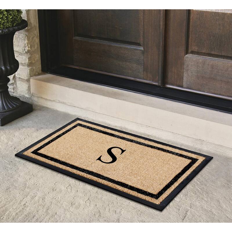 A1HC Rubber and Coir Heavy Weight large Outdoor Durable Monogrammed Doormat 24"X48", Beige