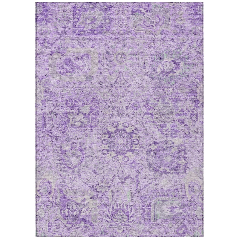 Machine Washable Indoor/ Outdoor Vintage Traditional Chantille Rug