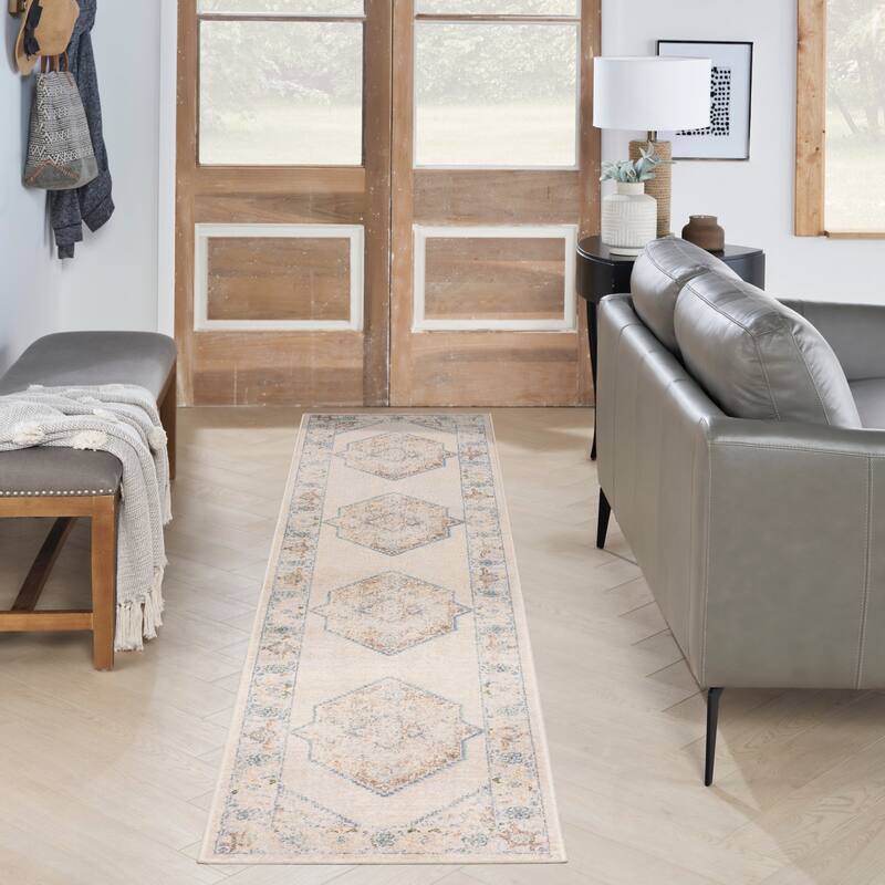 Nourison Astra Machine Washable Persian Area Rug - 2' 2" x 10' - Ivory/Blue - Runner