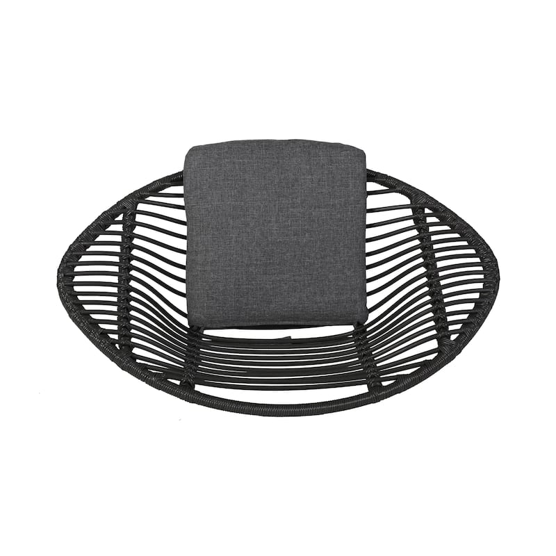 2 Piece Modern Woven Accent Chairs Set with Cushions, Steel Frame