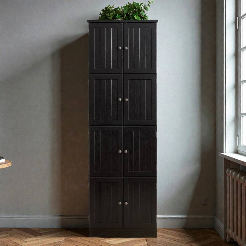 72.4 in Tall Storage Cabinet with 8 Doors and 4 Shelves, Freestanding Bookshelf Pantry Cabinet for Living Room