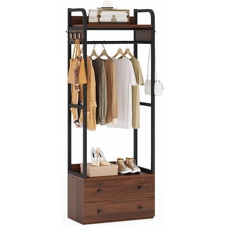 Freestanding Closet Organizer Small Clothes Rack Coat Rack with Drawers ...