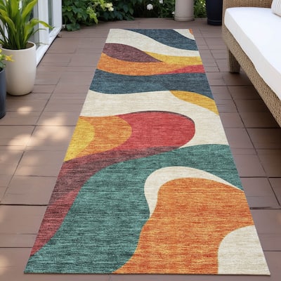 Machine Washable Indoor/Outdoor Casual Contemporary Chantille Rug