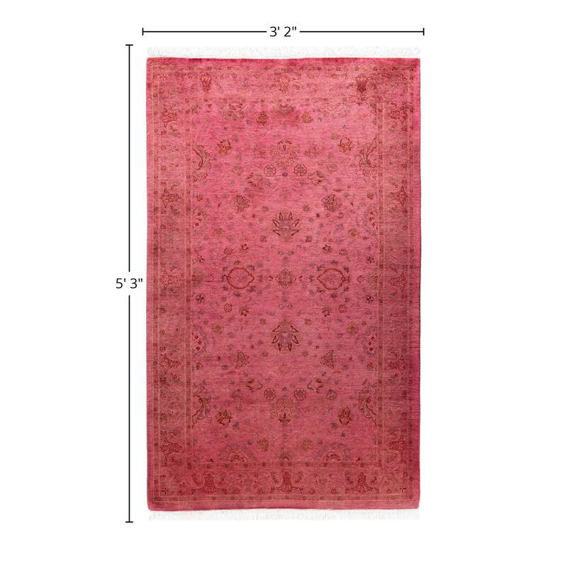 Overdyed One-of-a-Kind Hand-Knotted Area Rug - Pink - 3' 2" x 5' 3"