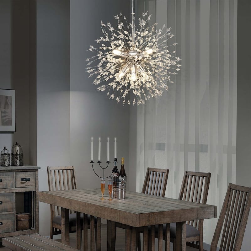 8/9/12/16-Light Modern Linear Sputnik Globe Pendant Starburst Firework Crystal Chandelier