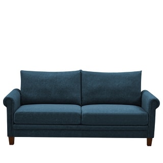 Three-Seater Fabric Sofa with Round Arm and Solid Wood Frame - Bed Bath ...