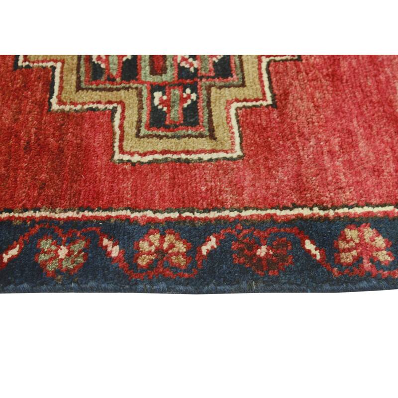 Fine Vintage Distressed Adiy Red/Navy Runner - 2'7" x 12'7"