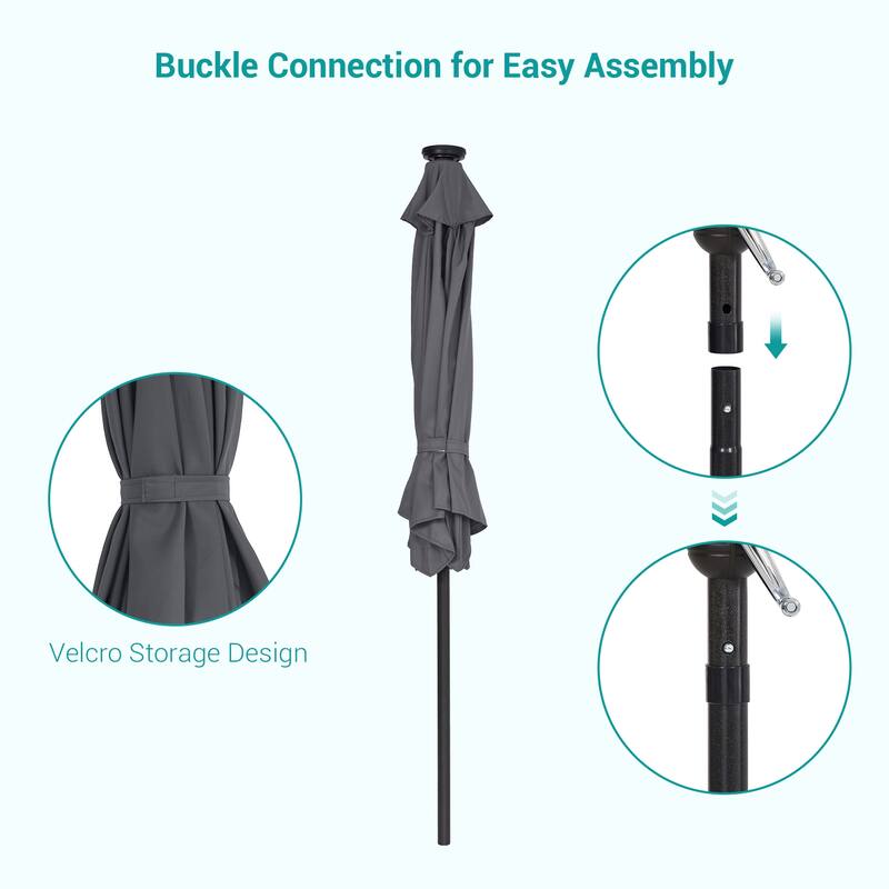 BONOSUKI 7.5ft LED Patio Umbrella Table Umbrellas,with Tilt and Crank
