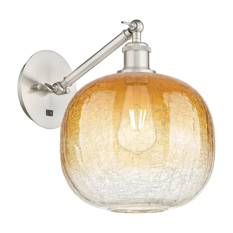 Innovations Lighting 317-1W-12-11 Brookhaven Sphere Sconce Brookhaven - Brushed Satin Nickel / Amber