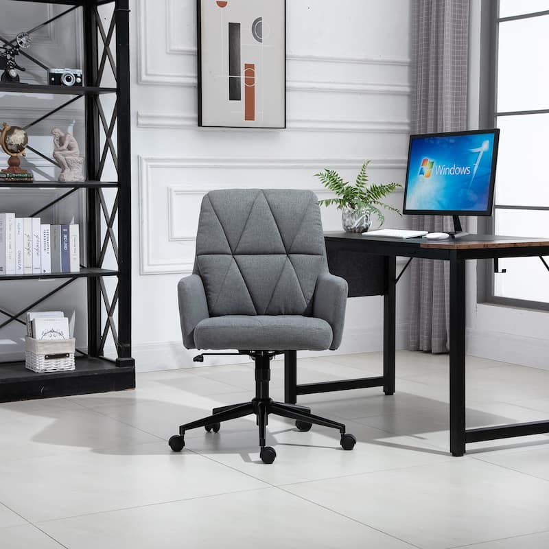 Vinsetto Leisure Office Chair with Double Thick Padded Backrest, Soft Cushioned Seat and 5 Castor Wheels, Grey
