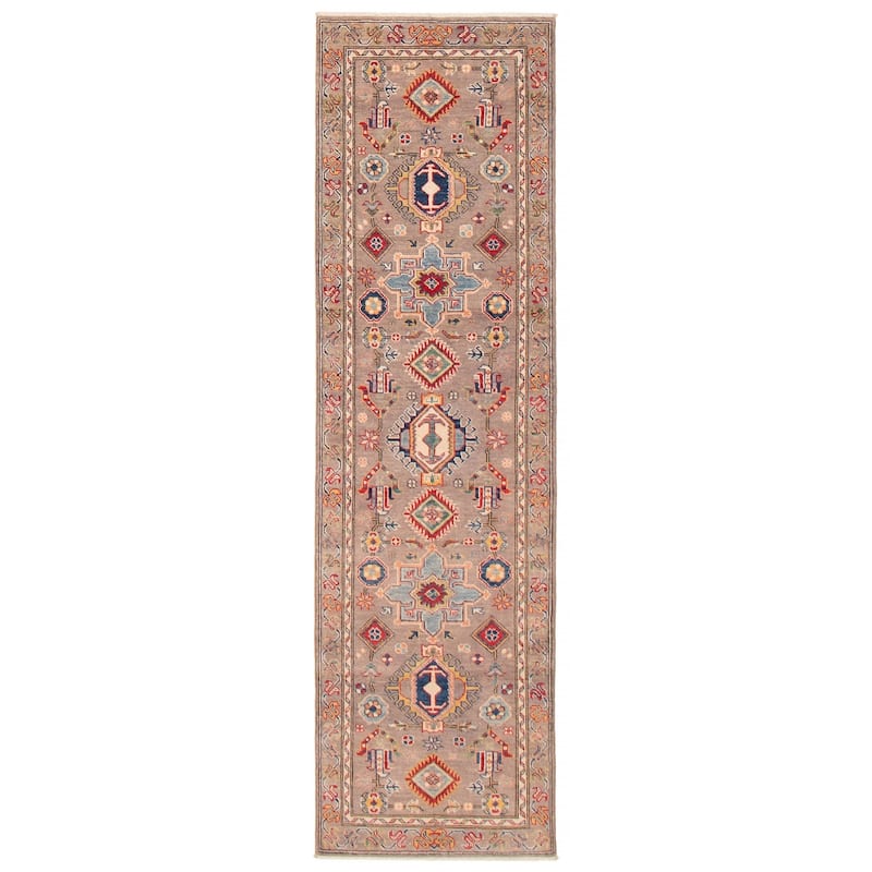 ECARPETGALLERY Hand-knotted Uzbek Ghazni Taupe Wool Rug - 2'7 x 9'1 - Taupe - 2'7 x 9'1